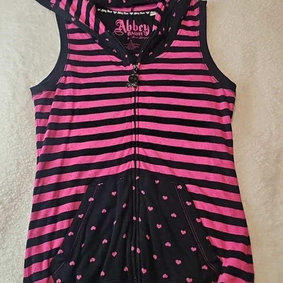 Abbey Dawn Other - Abbey Dawn Pink and Black Striped Kids Hoodie